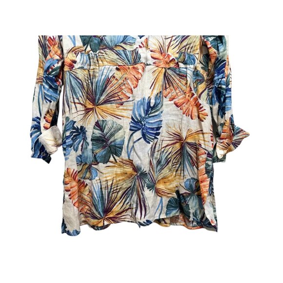 Chicos Tropical Palm Linen Jacket Tunic Women 16-18 XL Multicolor Utility Resort - Picture 12 of 16